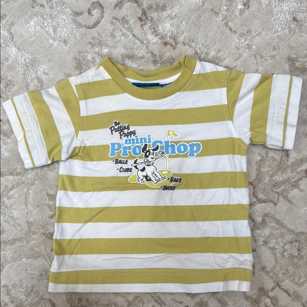 Greendog Short Sleeve Tee in Yellow and White